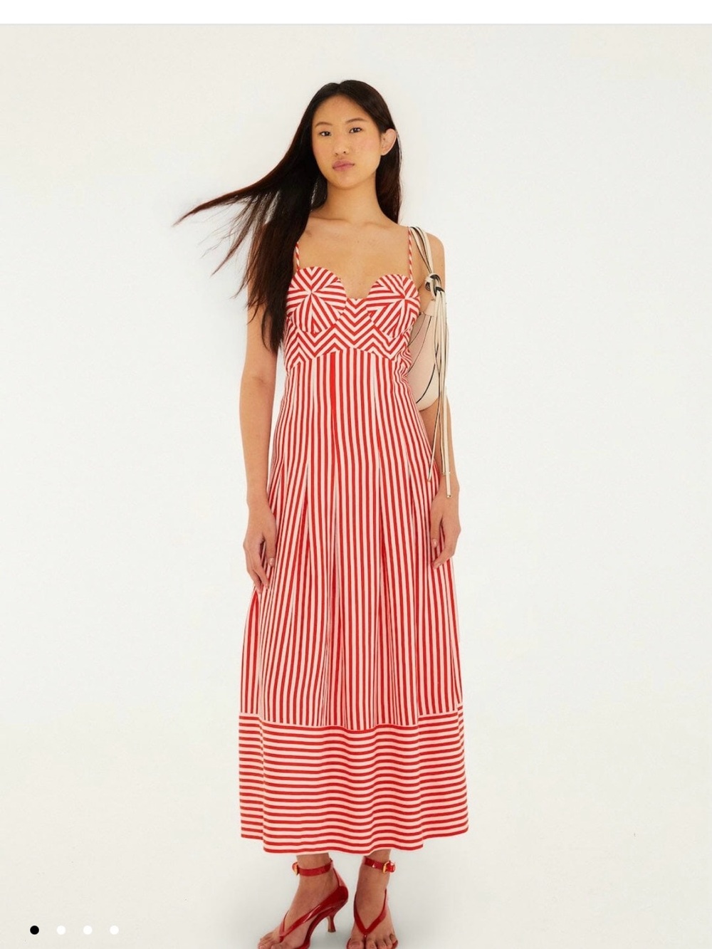 FARM Rio Off White Checkered Sleeveless Maxi Dress